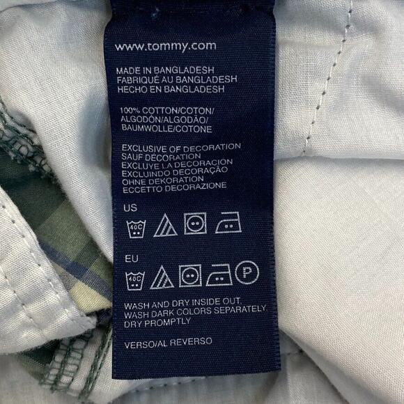Tommy Hilfiger Shorts Mens 29 Blue Green Plaid Slash Pockets - Picture 10 of 10